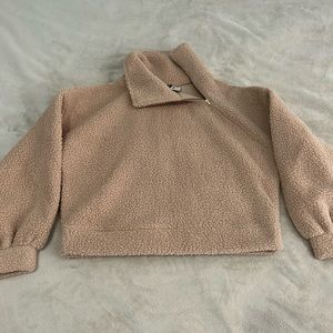 NWT Sherpa Asymmetric Zip Sweatshirt